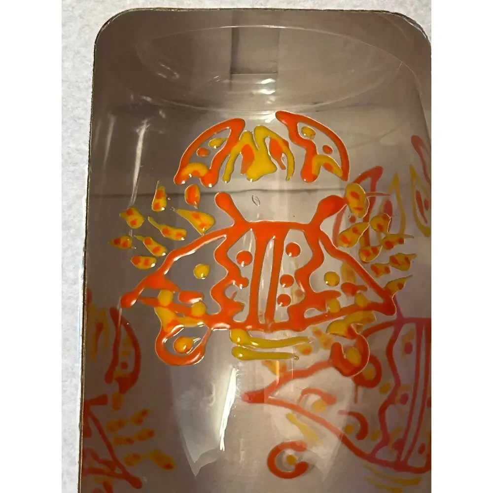 Izzy Oliver Impasta Impressions hand painted 15 oz wine glass crab design